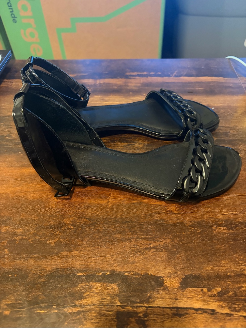 Sandro Paris Black Patent Chain Sandals EU 38 US 7.5-8 - Picture 4 of 7